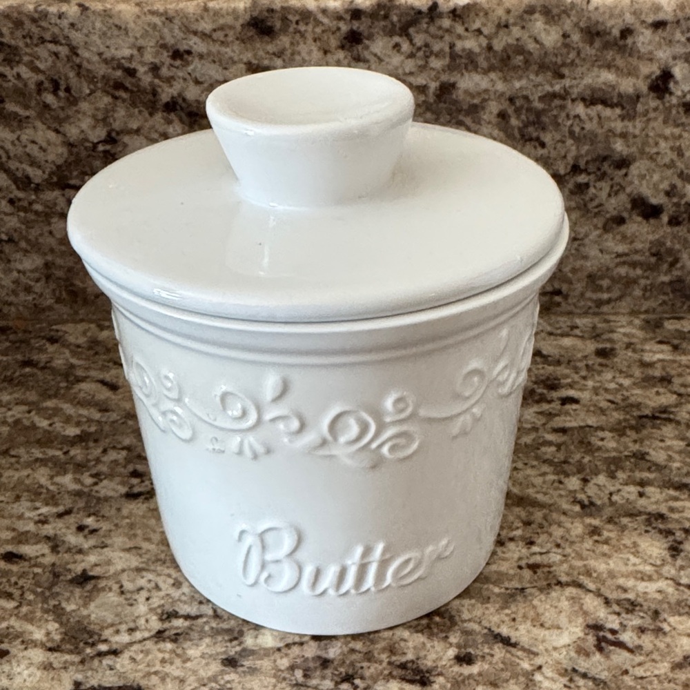White Sheffield Home Ceramic Butter Crock